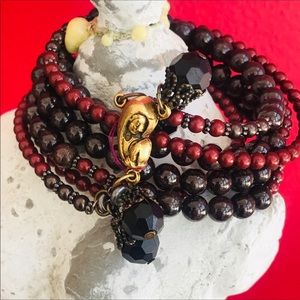 Handcrafted Red & Brown Garnet Beaded Bracelet